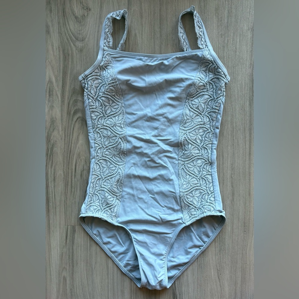 Wear Moi Lace Light Gray-Blue Leotard